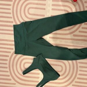 Aritzia Forest Green Leggings and Crop Sports Bra Set